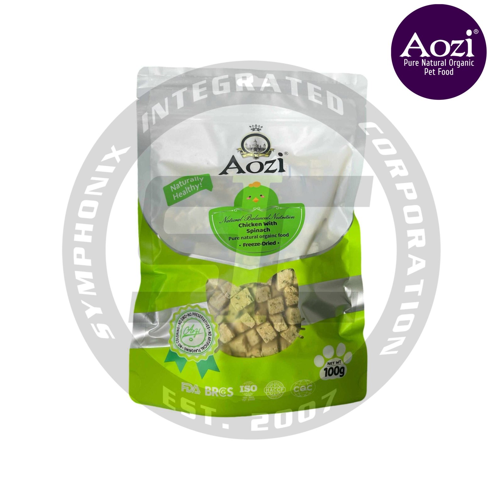 Aozi Freeze Dried for Cats and Dogs - Chicken With Spinach Flavor 100g