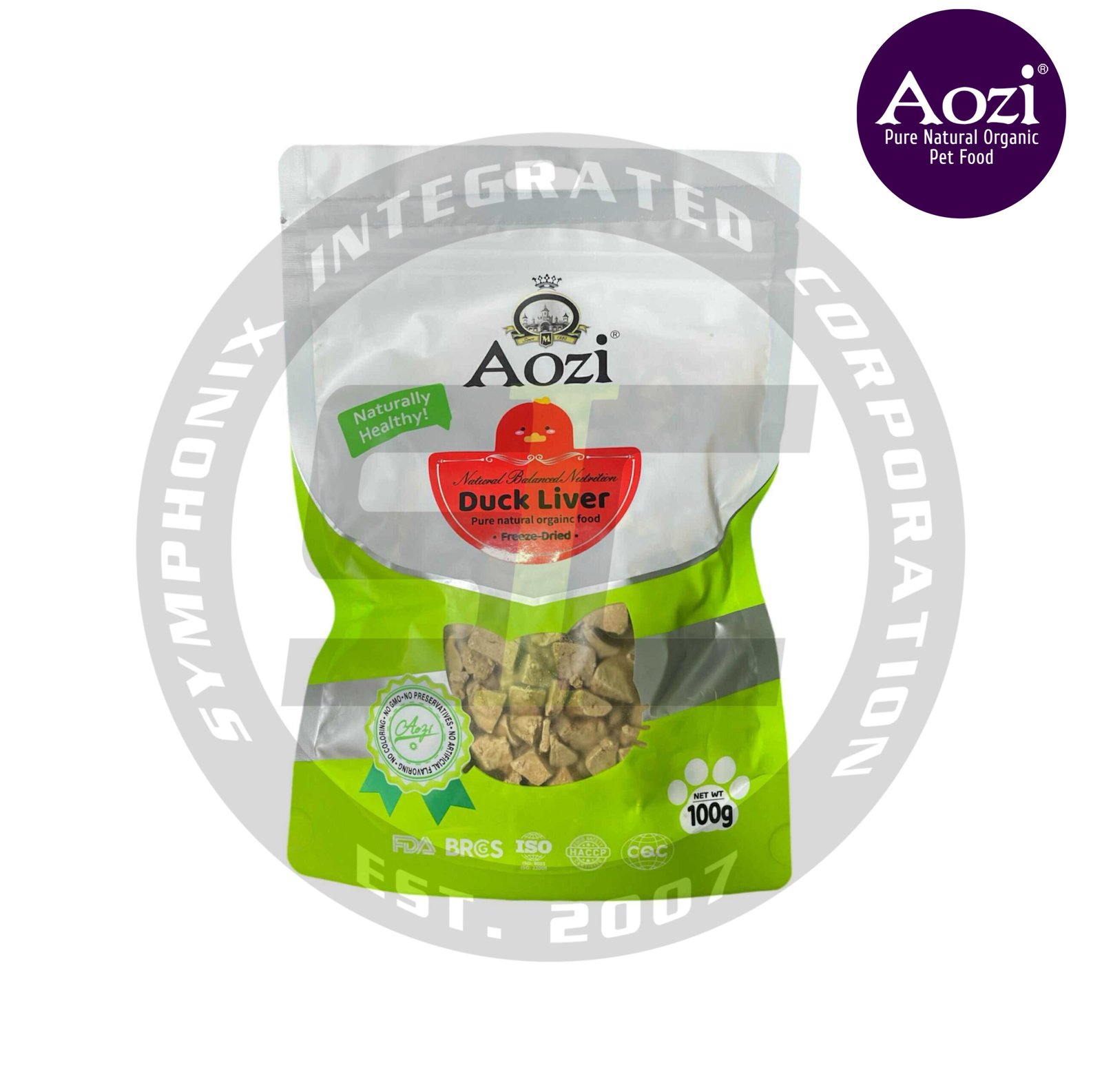Aozi Freeze Dried for Cats and Dogs - Duck Liver Flavor 100g